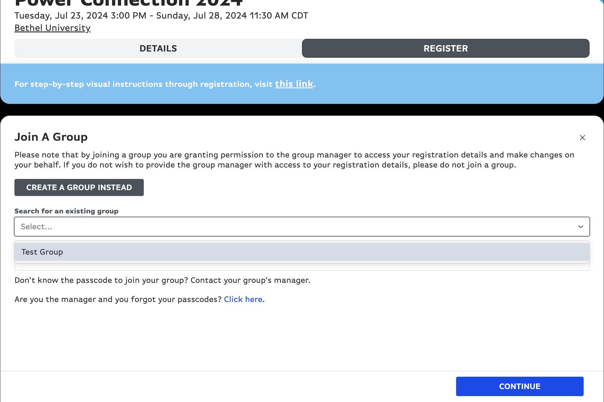 Find your group name & type in the passcode from your group