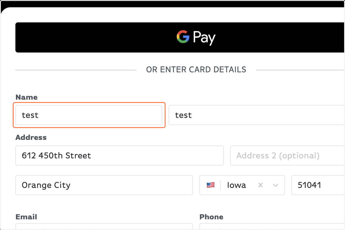 Fill out payment information