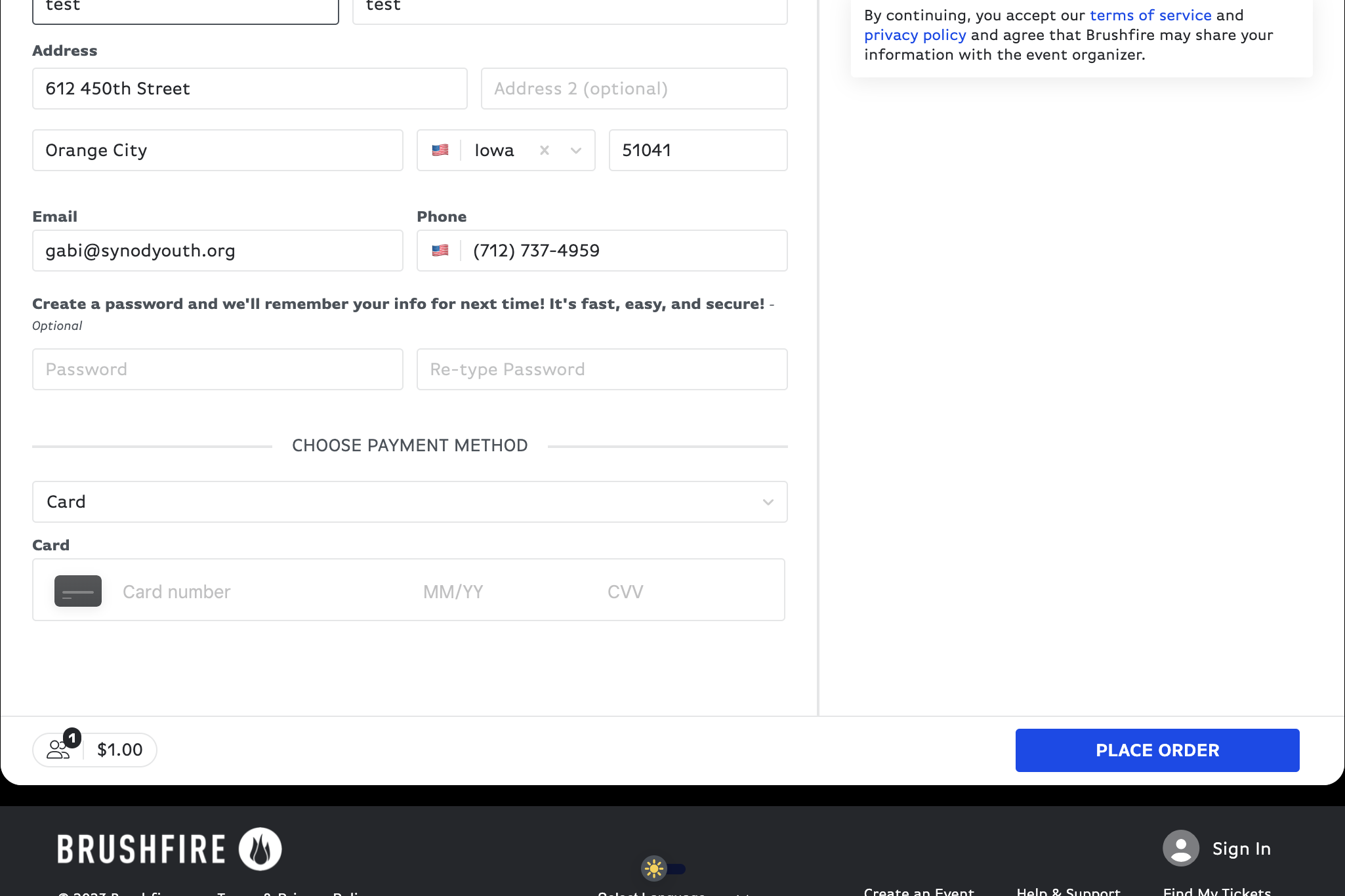 Choose payment method