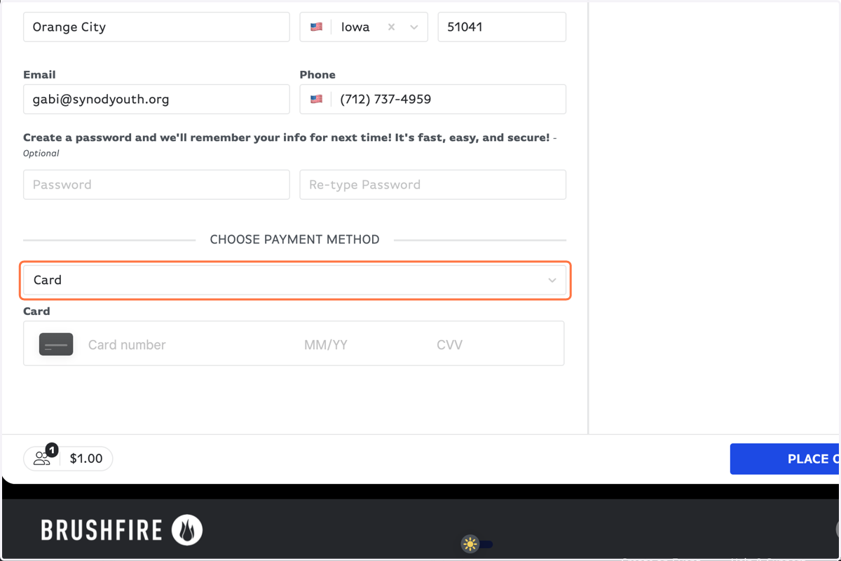 Choose payment method