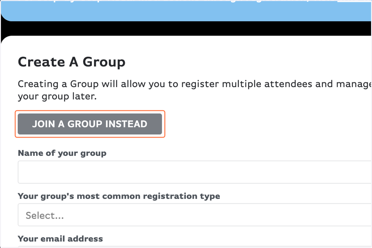 Click on JOIN A GROUP INSTEAD