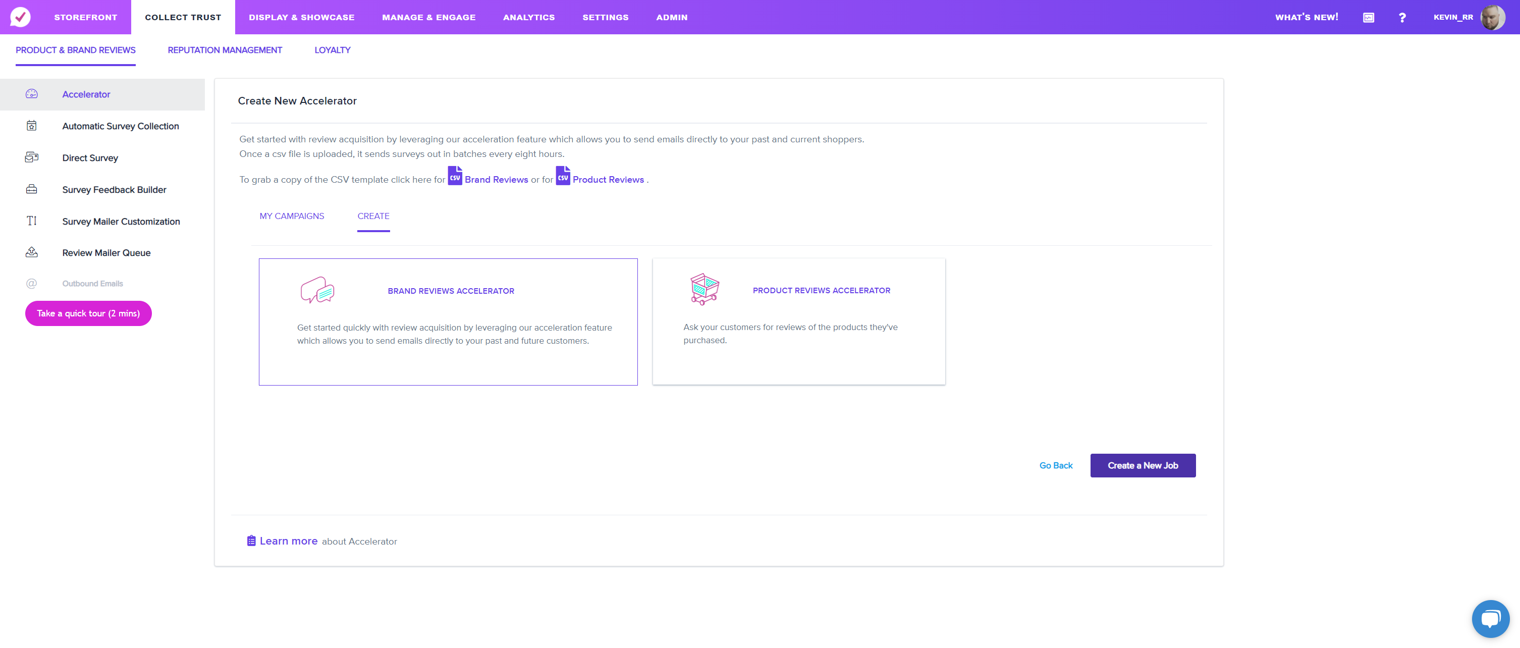 Click on Create a New Job