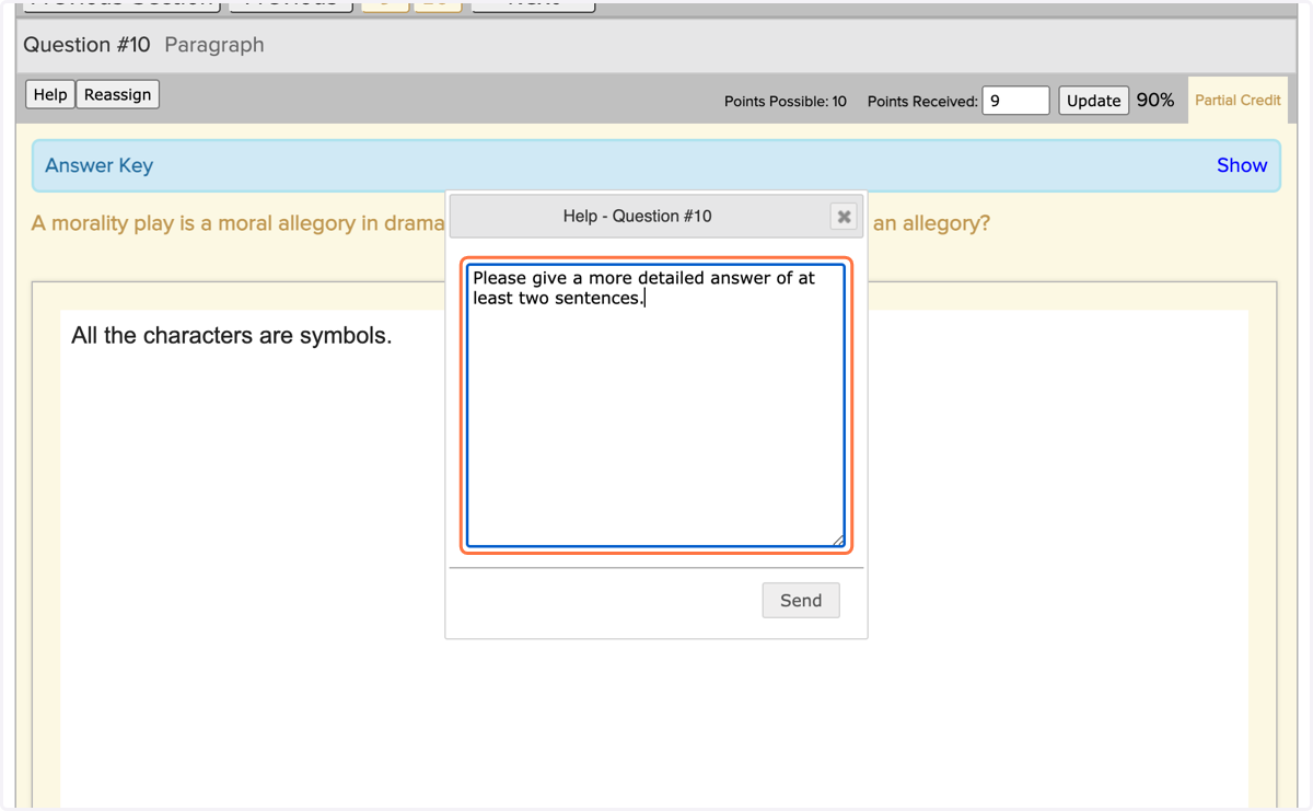 Type your message in the window that opens up