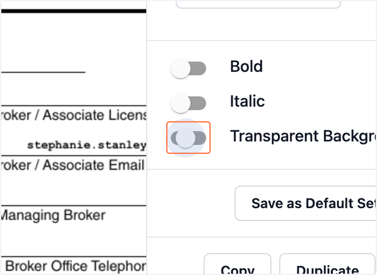 If needed, you can choose to make the text box transparent