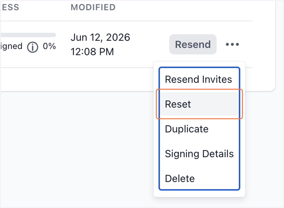 Click on Reset