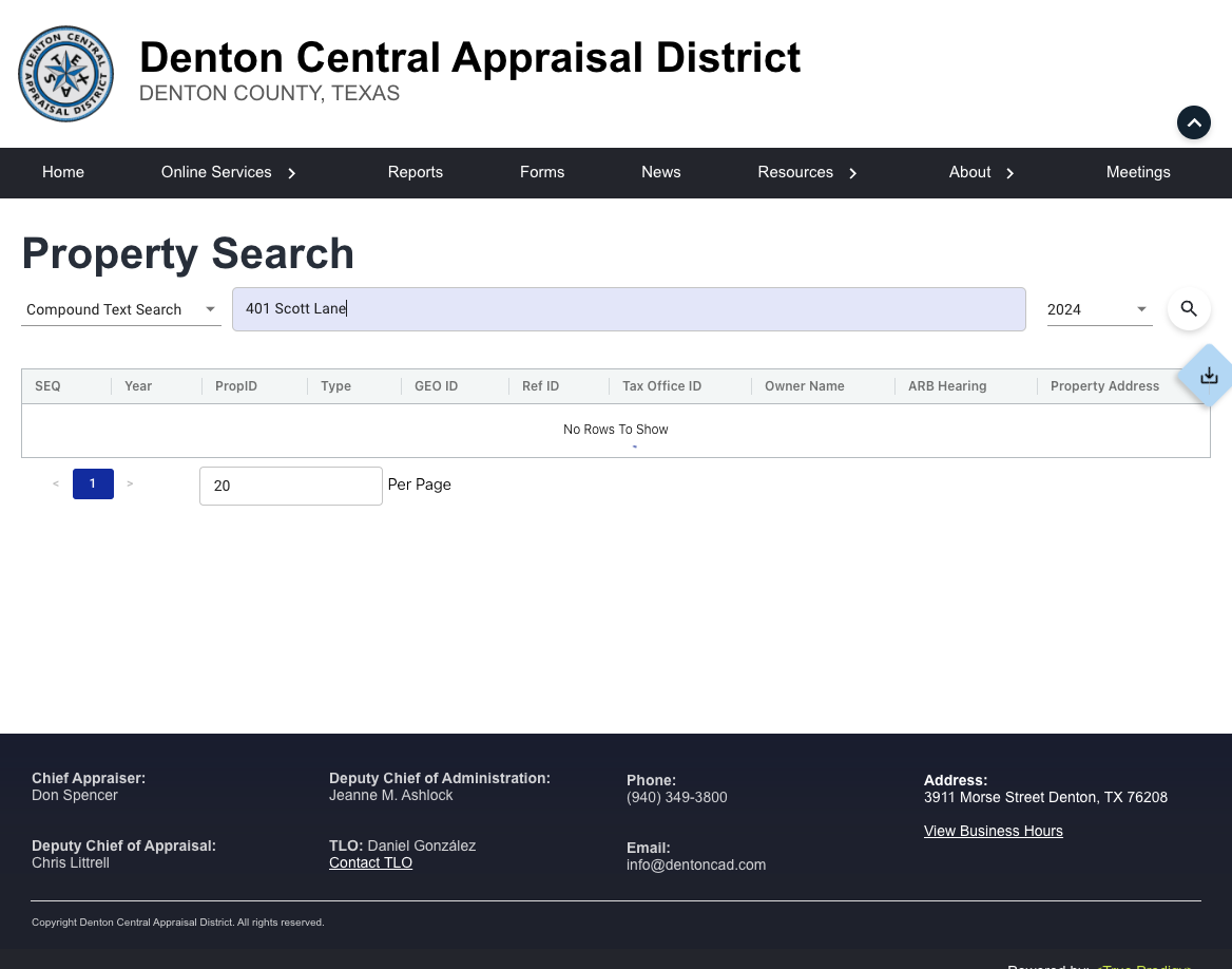 Search by your Address, Property ID, or your Name