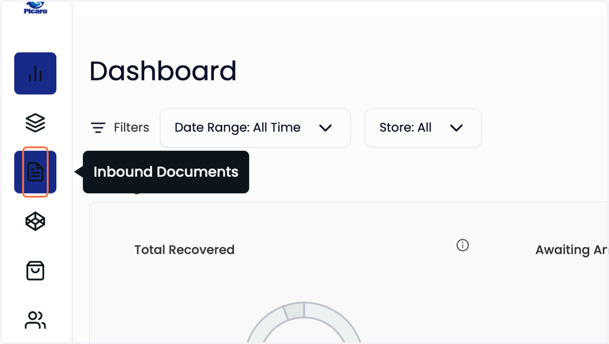 "Inbound Documents"をクリックし、書類提出が必要なケースを確認します。