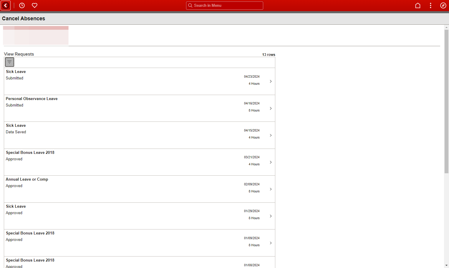 Step 2: View and Filter Absence Requests