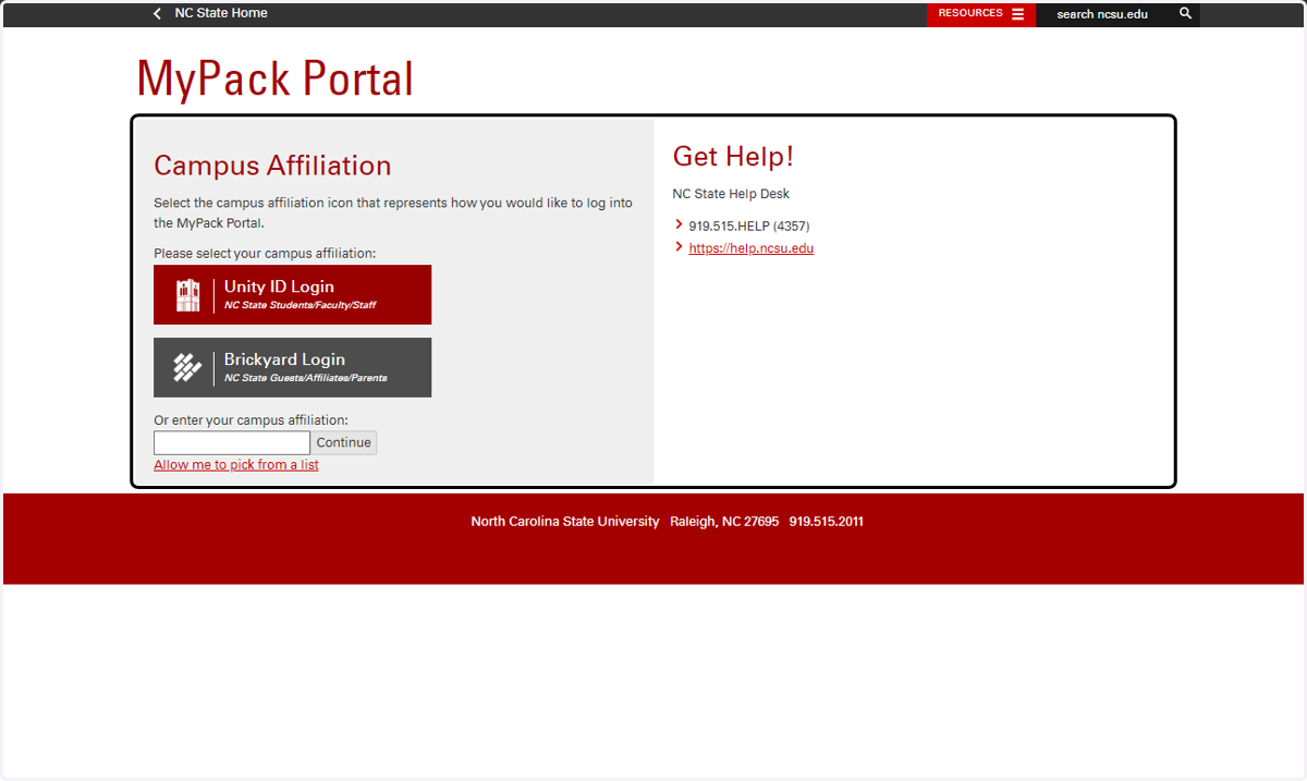 Step 1: Login to MyPack Portal