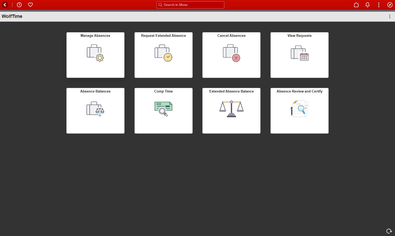Method 2: Step 1: Click on Manage Absences Tile in WolfTime