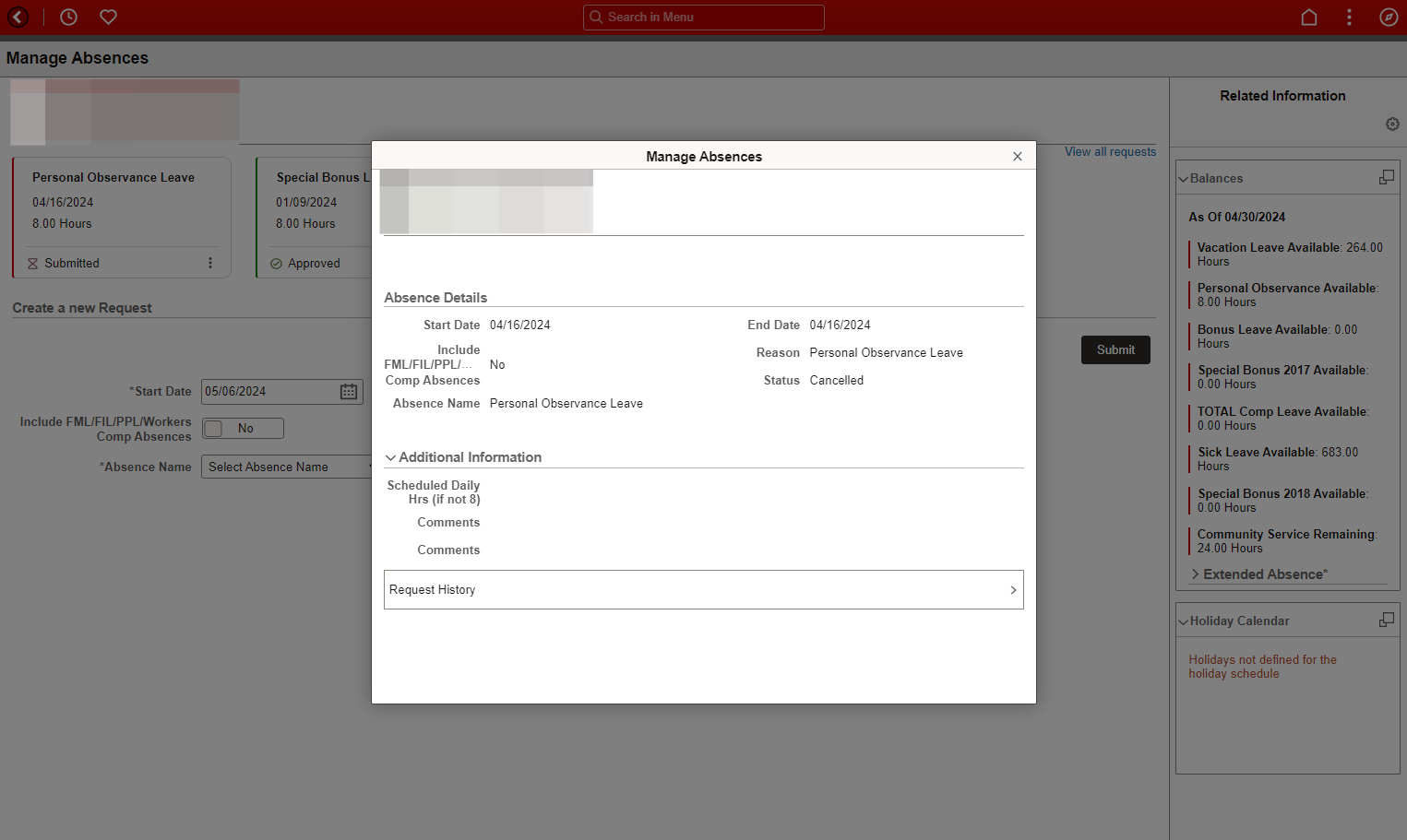 The previous actions lands you on the pop-up page with updated status as 'Cancelled'
