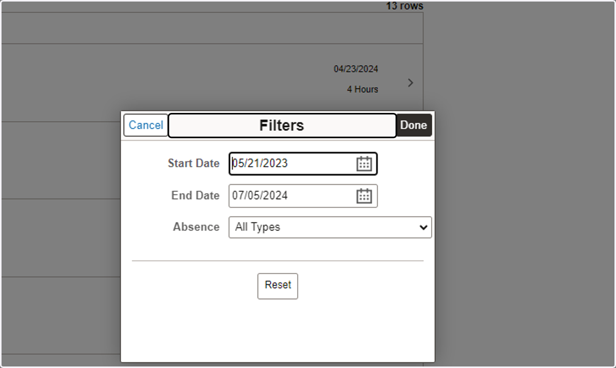 View and Filter Absence Requests cont.
