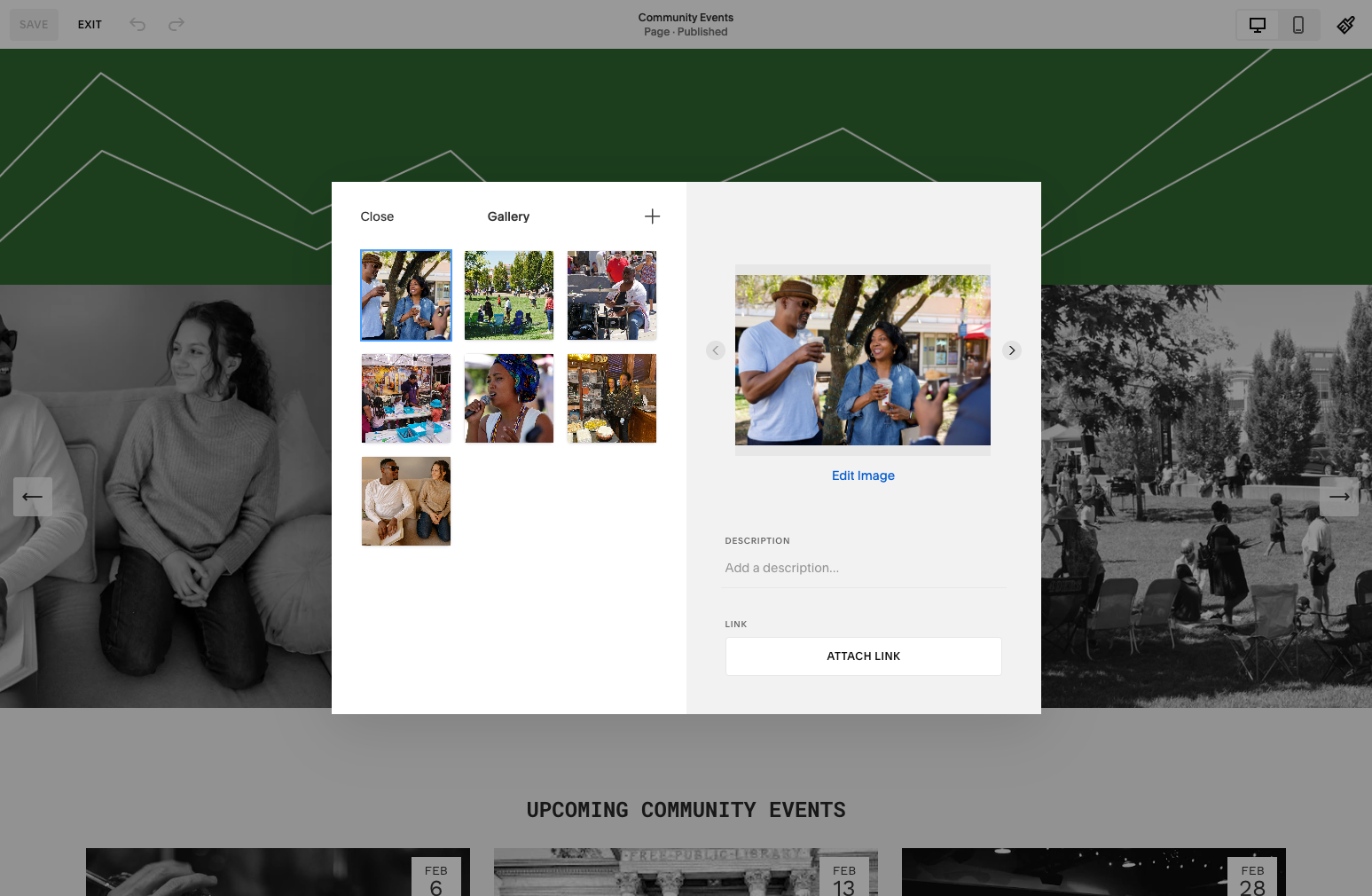 Use this panel to add, remove, or re-order images.