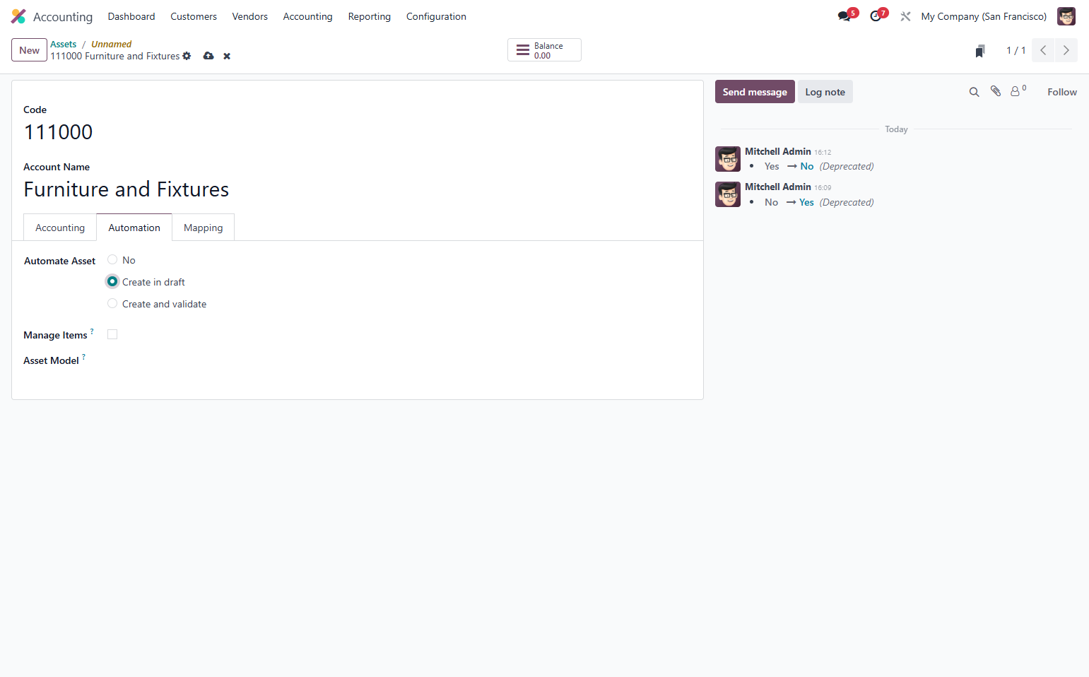Select desired mode of automation. For example, Create in draft