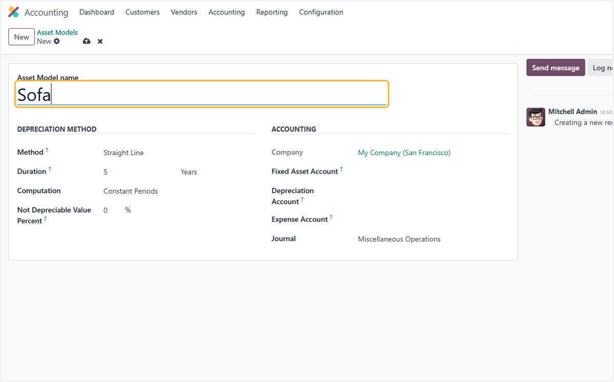 Fill in name of Asset Model