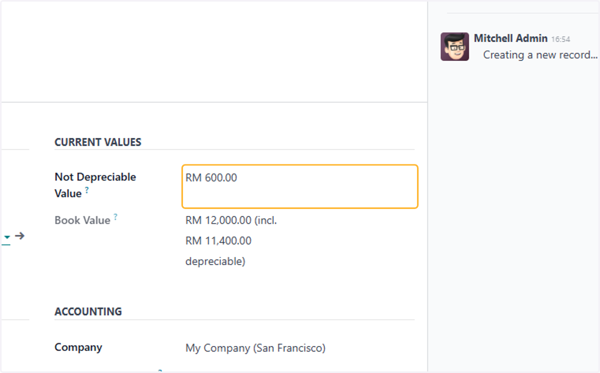 Salvagable Value calculated based on asset model