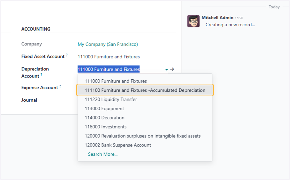 Select Accumulated Depreciation account