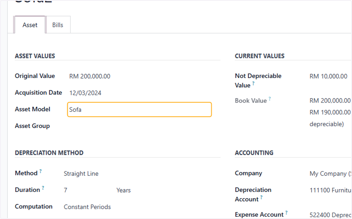 Check the details of asset