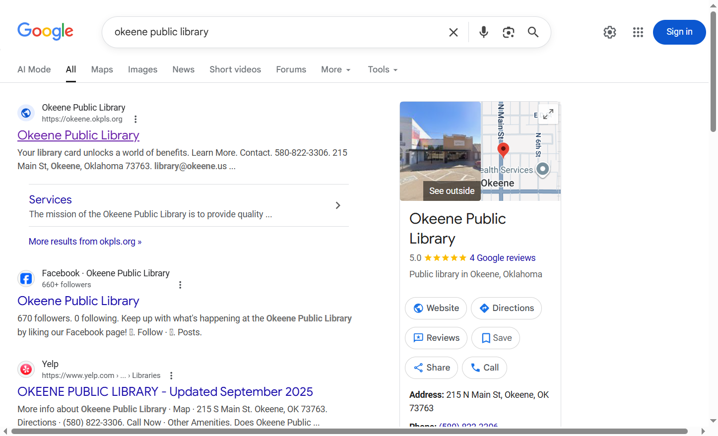 Click on Okeene Public Library…