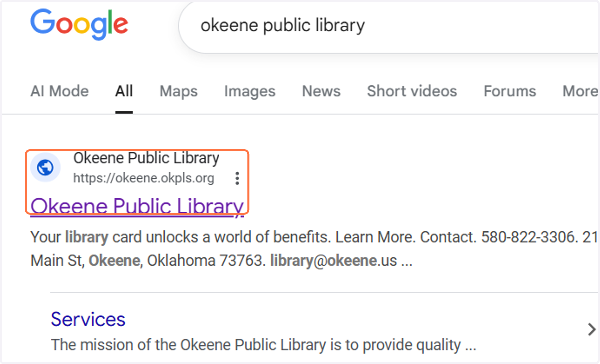 Click on Okeene Public Library…