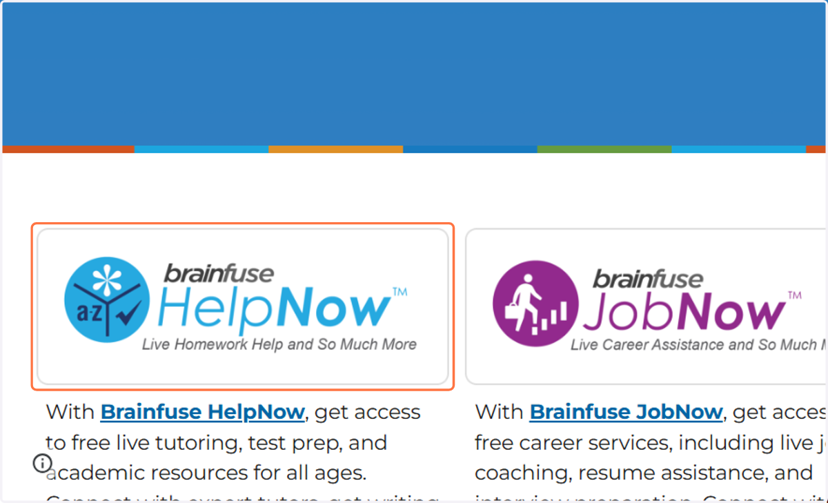 Click on brainfuse HelpNow