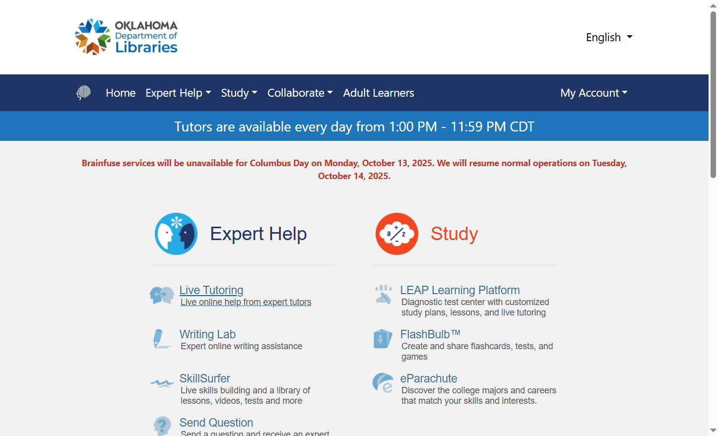 Click on Live Tutoring…