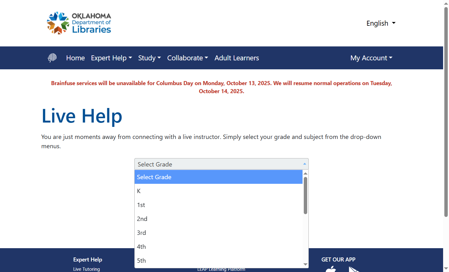 Click "Select Grade" and Select your grade