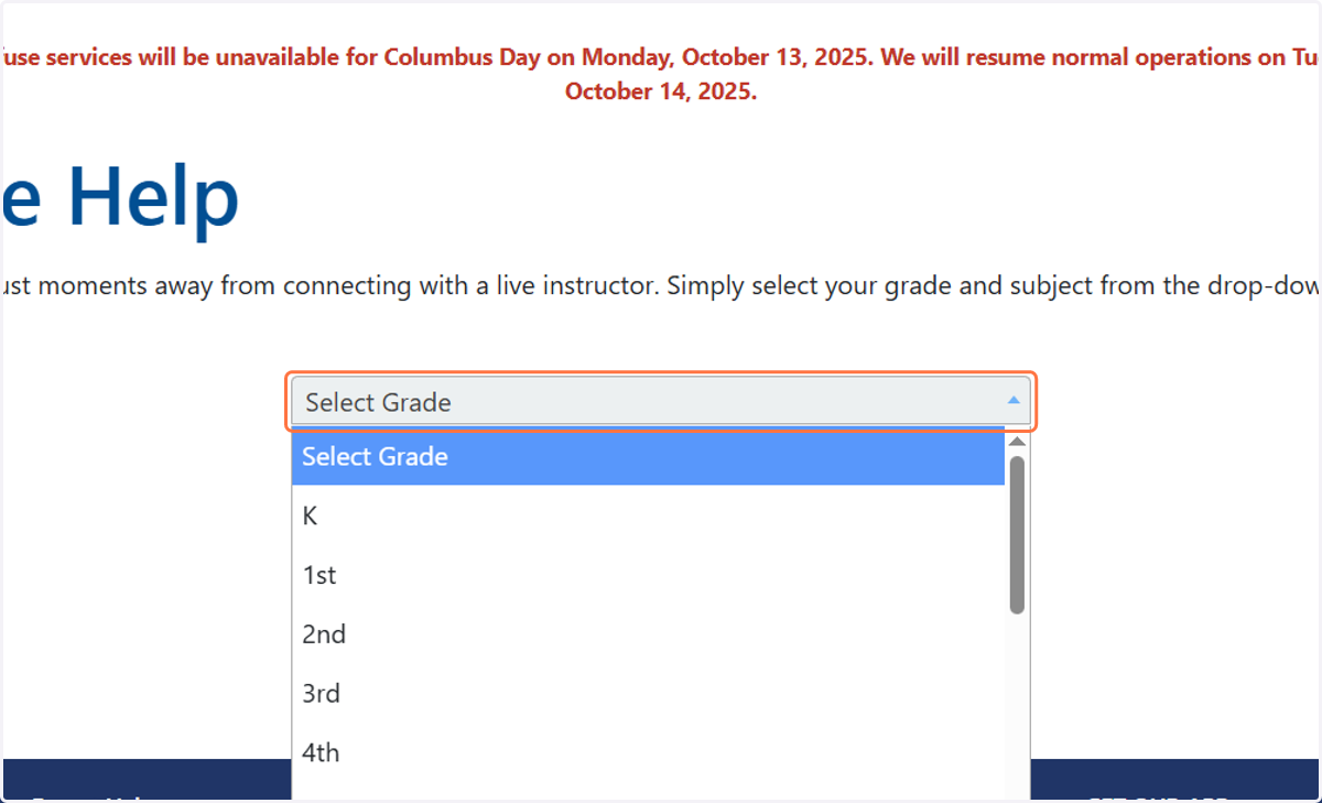 Click "Select Grade" and Select your grade