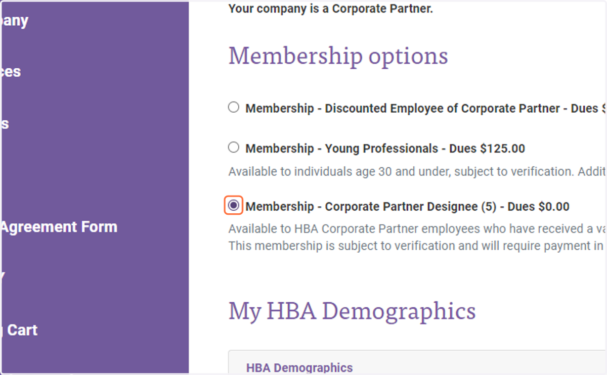 Select Membership - Corporate Partner Designee - Dues $0.00