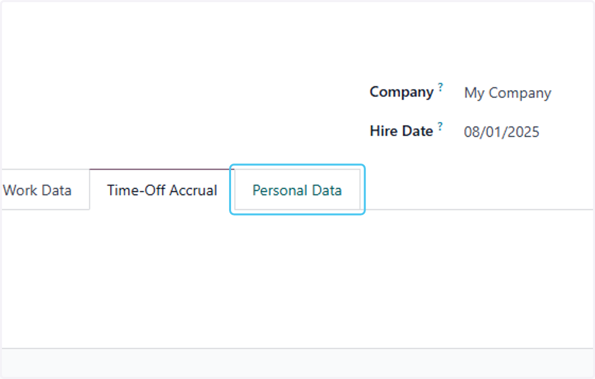 Click on Personal Data