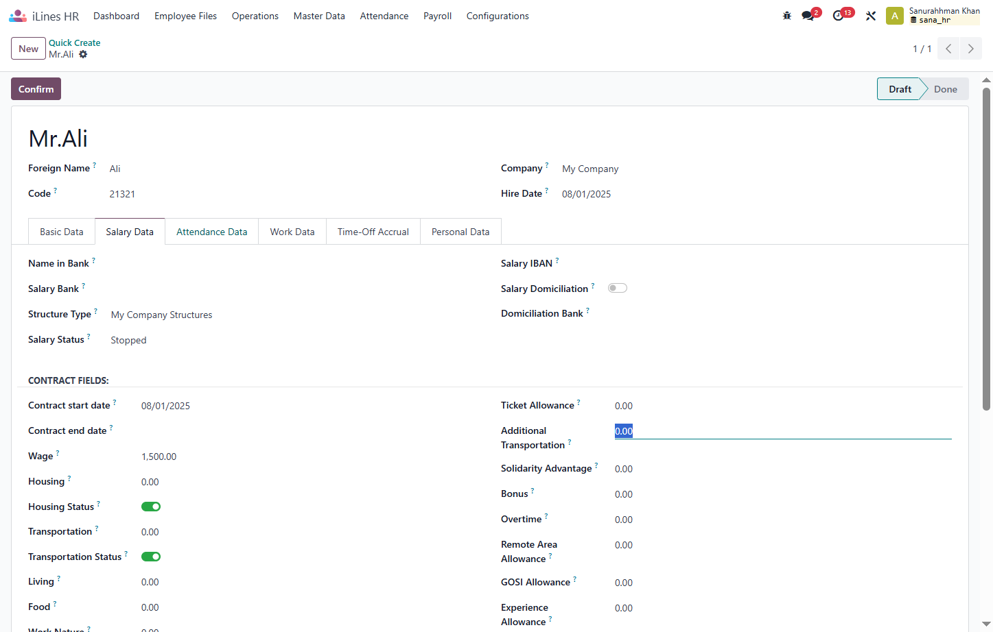 Click on Attendance Data and fill attendance details.