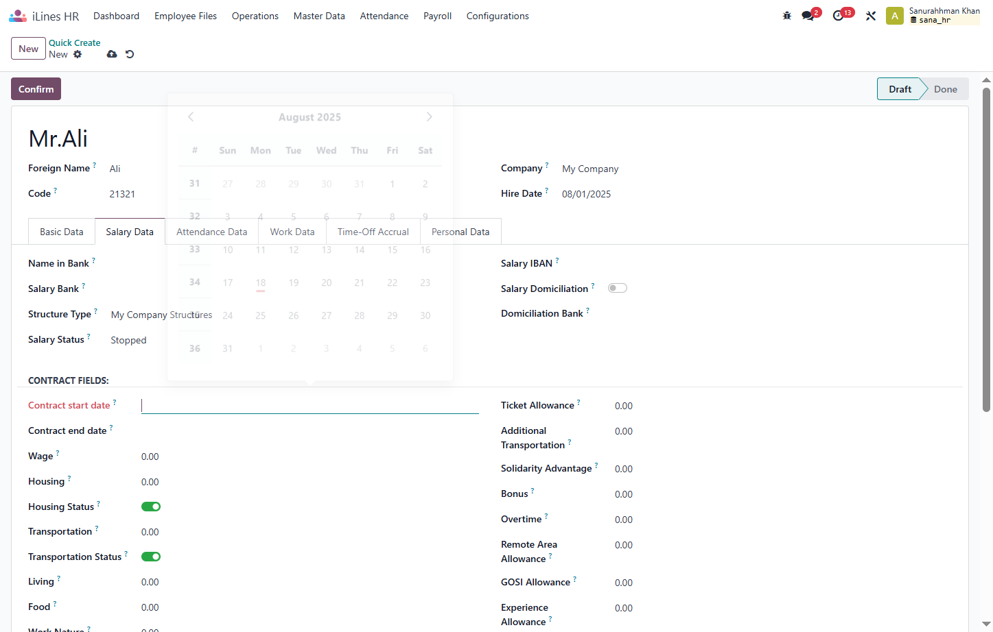 Click on Contract start date?