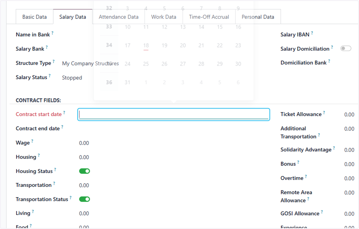 Click on Contract start date?