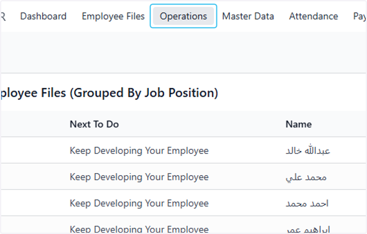 Click on Operations
