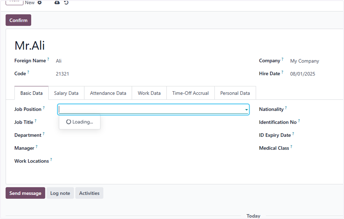 Click on Job Position?