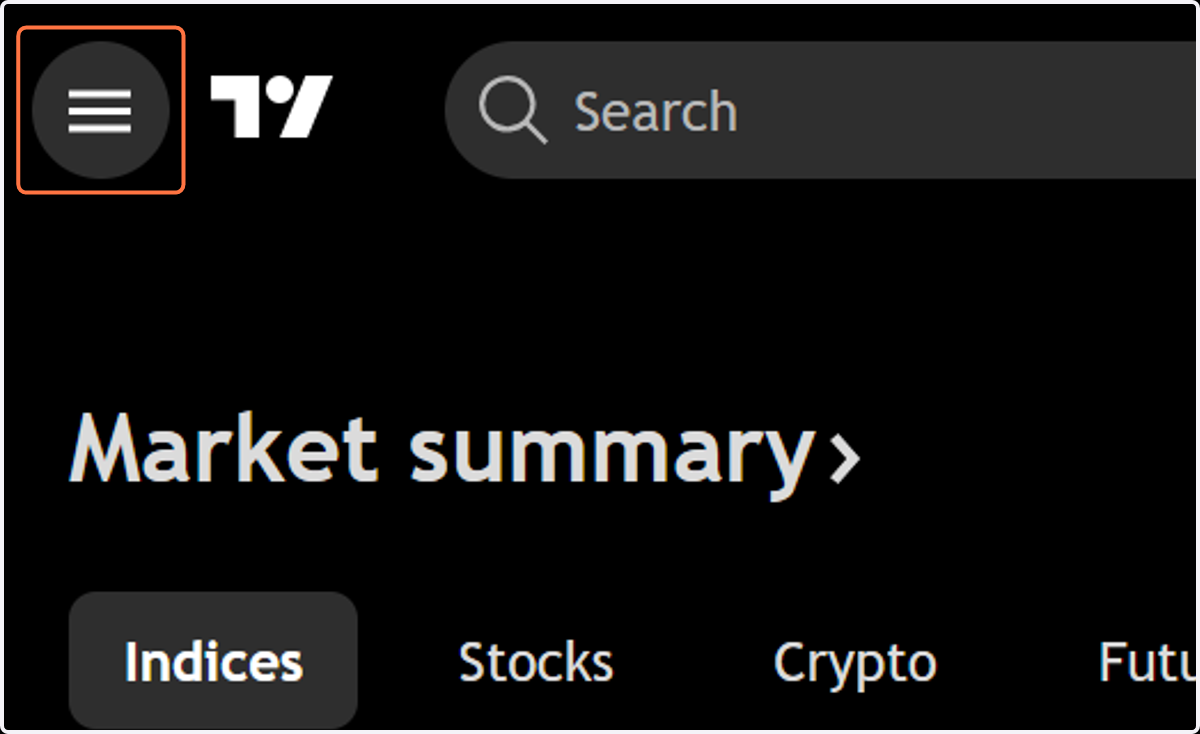 Click the top-left navigation bar (represented by a three-line “hamburger” icon).