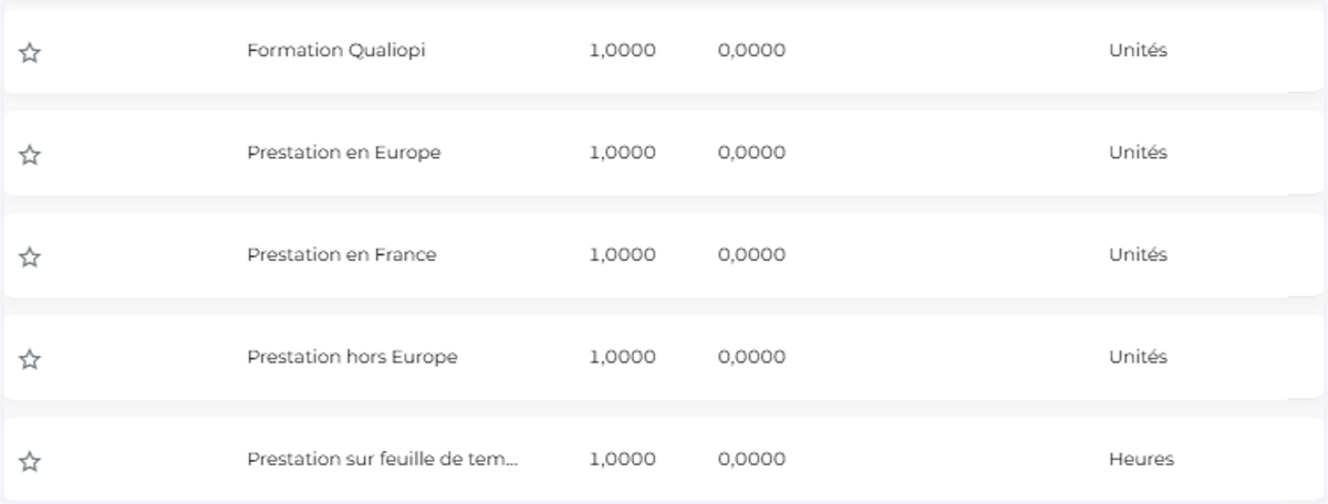 Sélectionner le type de produit souhaité dans la liste déroulante.
