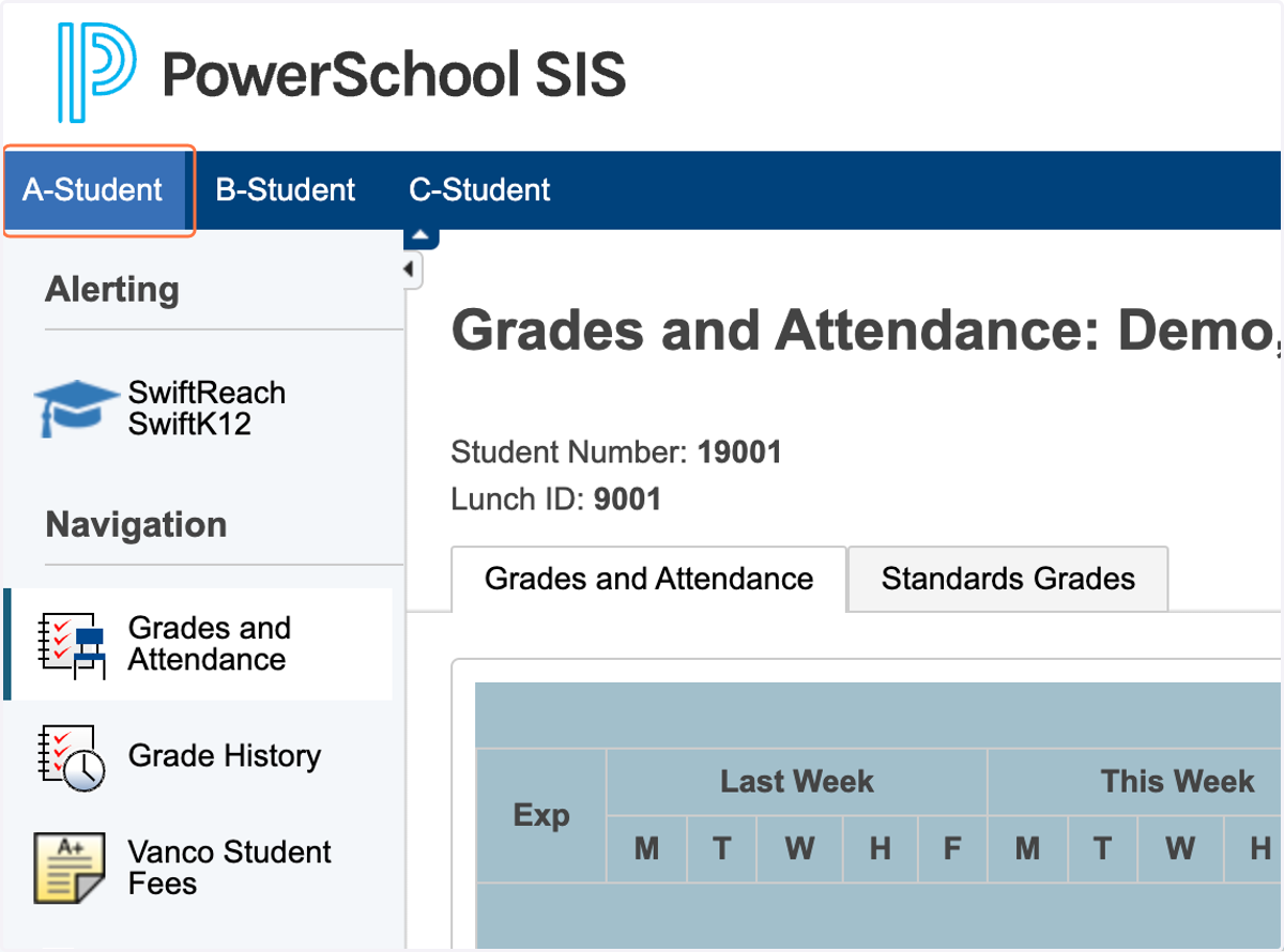 Click on the student you wish to enter an absence for