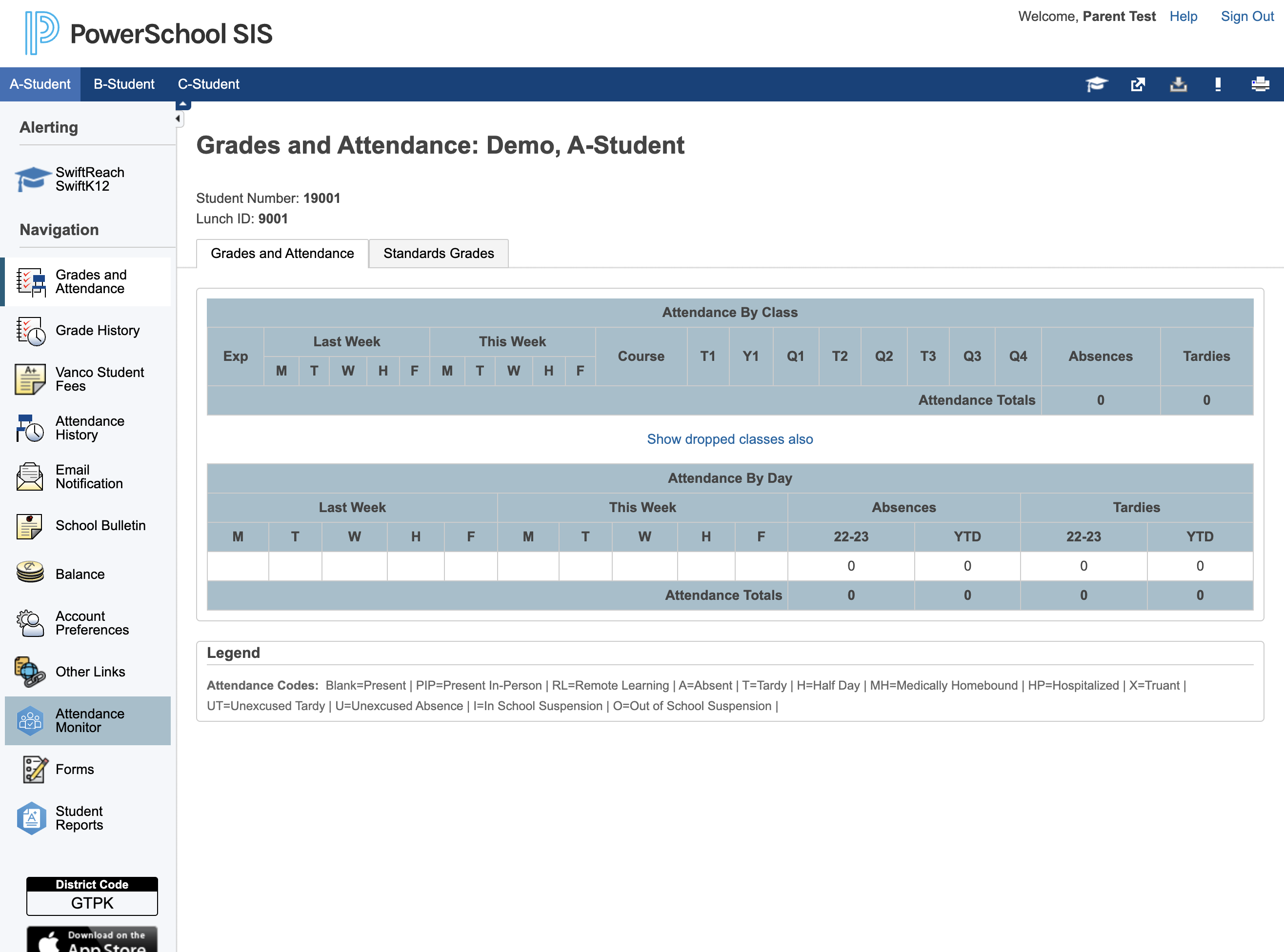 Click on Attendance Monitor in the left menu