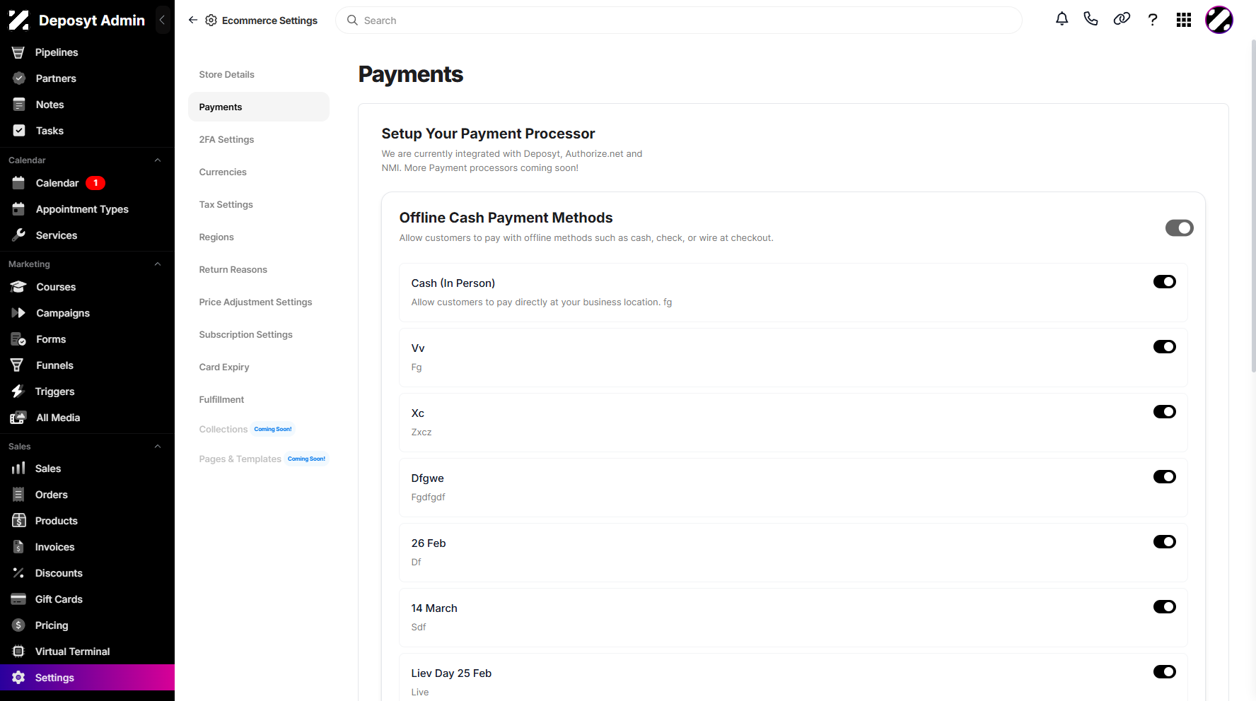 Step 4: You will then be taken to the Payments section.