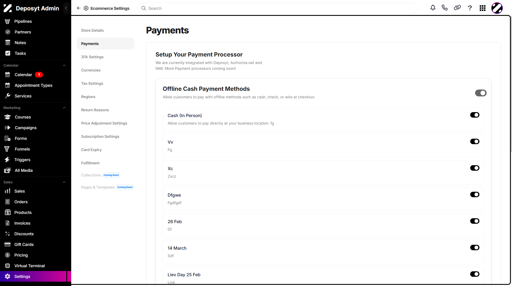 Step 4: You will then be taken to the Payments section.