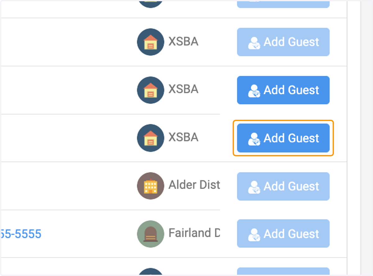 Click on Add Guest on the individual bringing a guest.