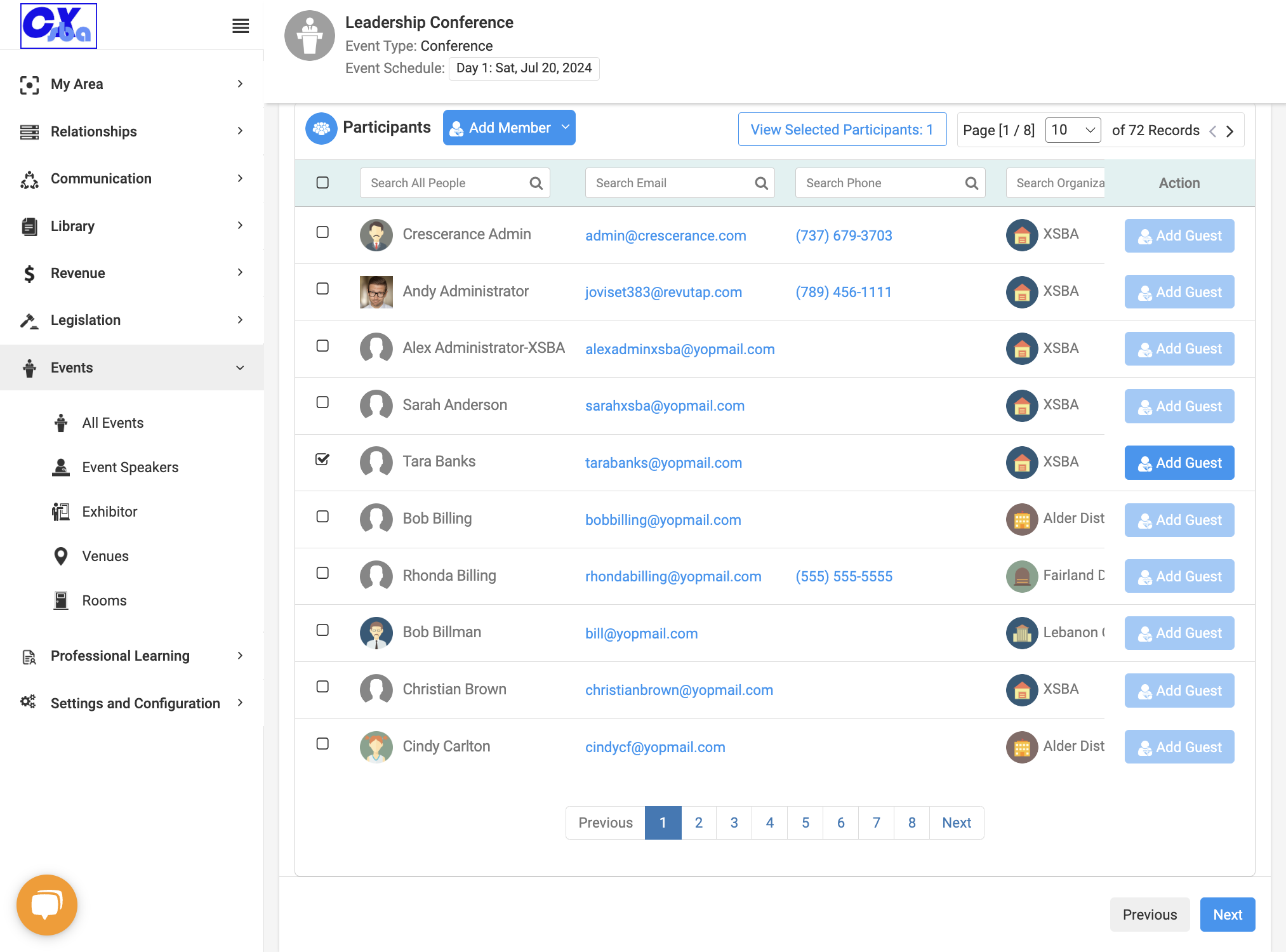 Select individuals from your organization to register