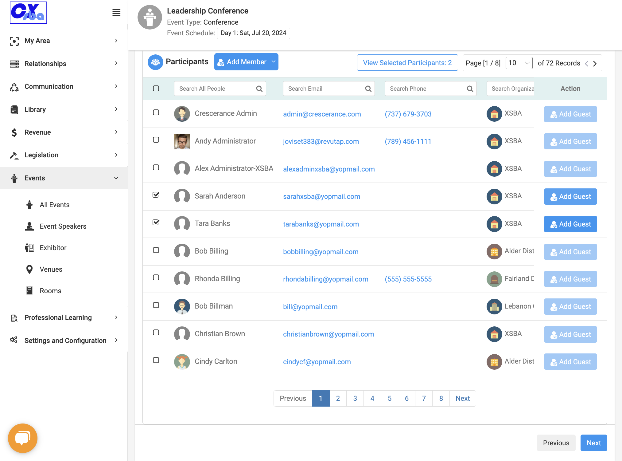 Select individuals from your organization to register