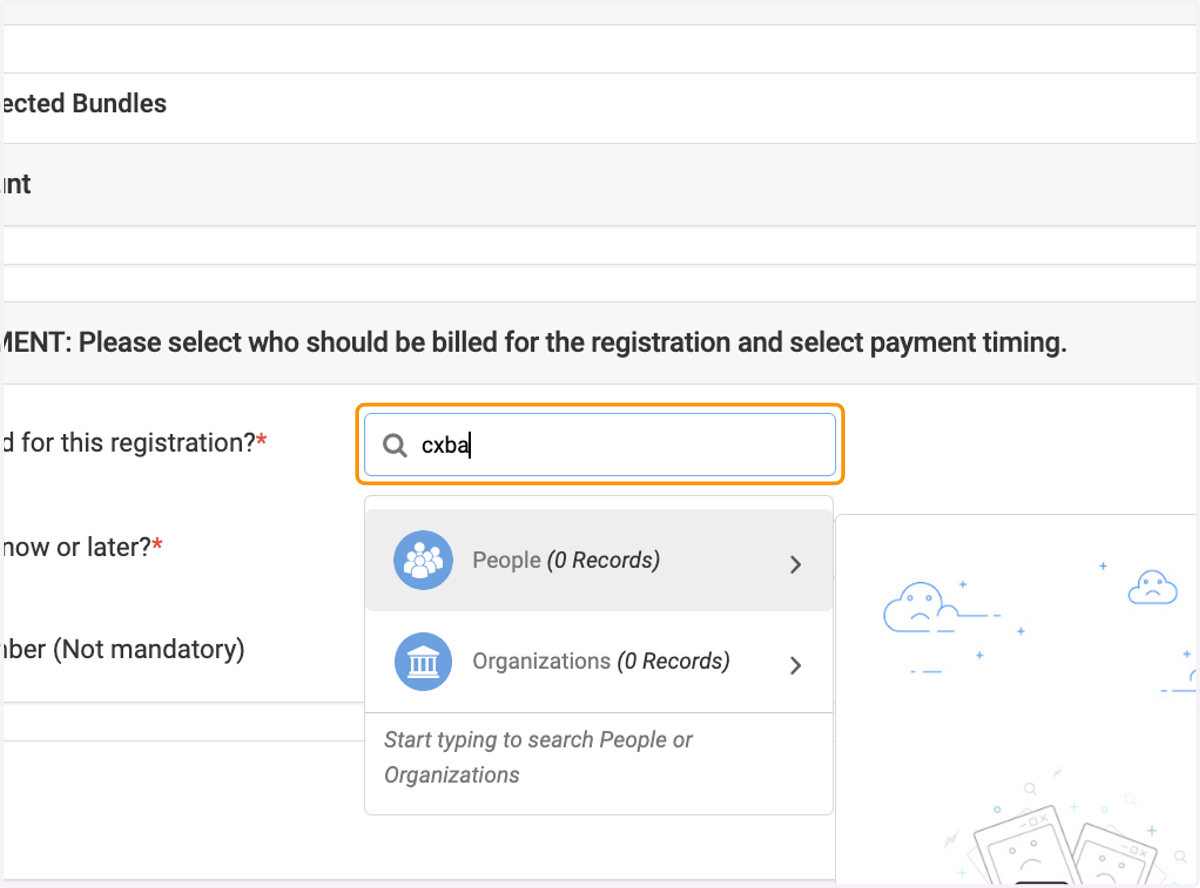 Search for your organization if billing to organization.