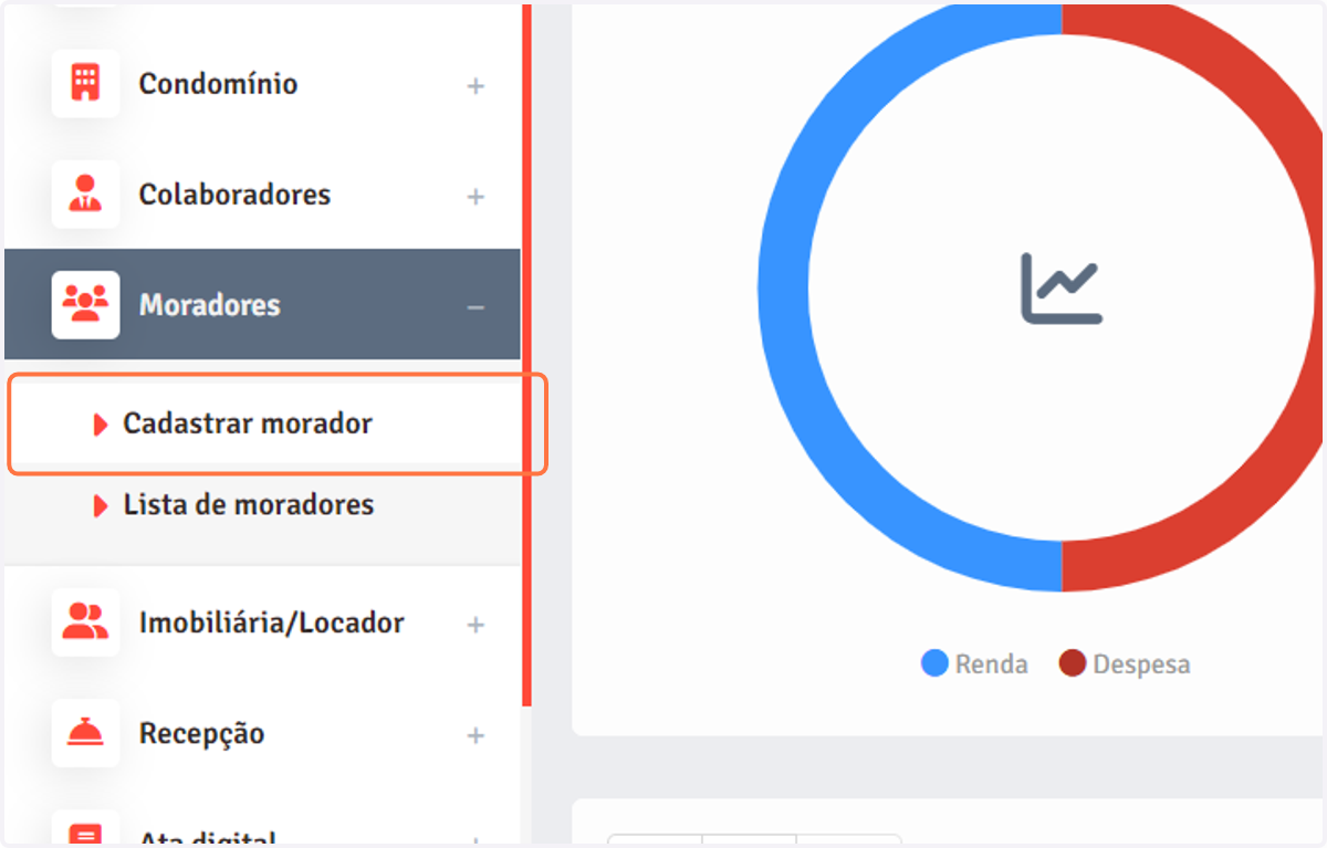 Em seguida, clique em "Cadastrar morador".