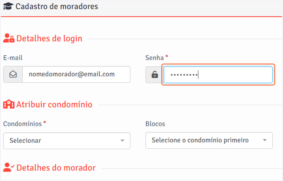 Insira a senha desejada.