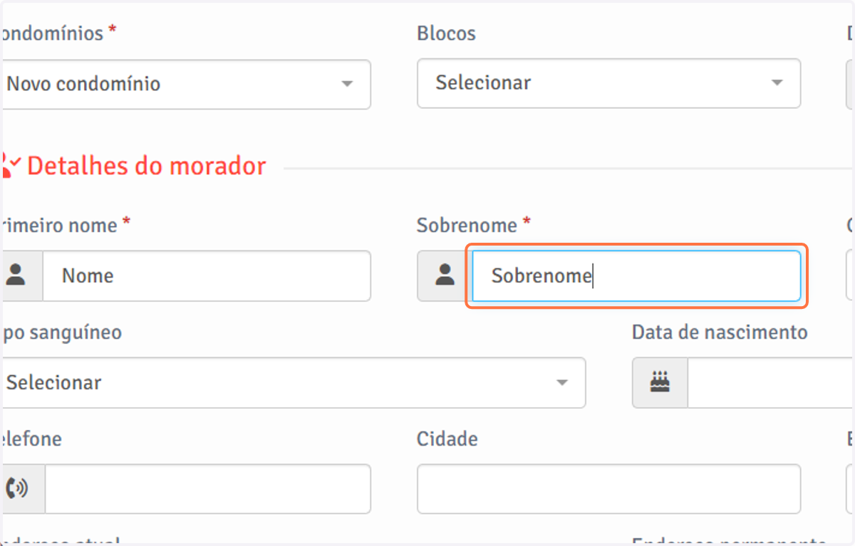 Preencha o campo "Sobrenome".