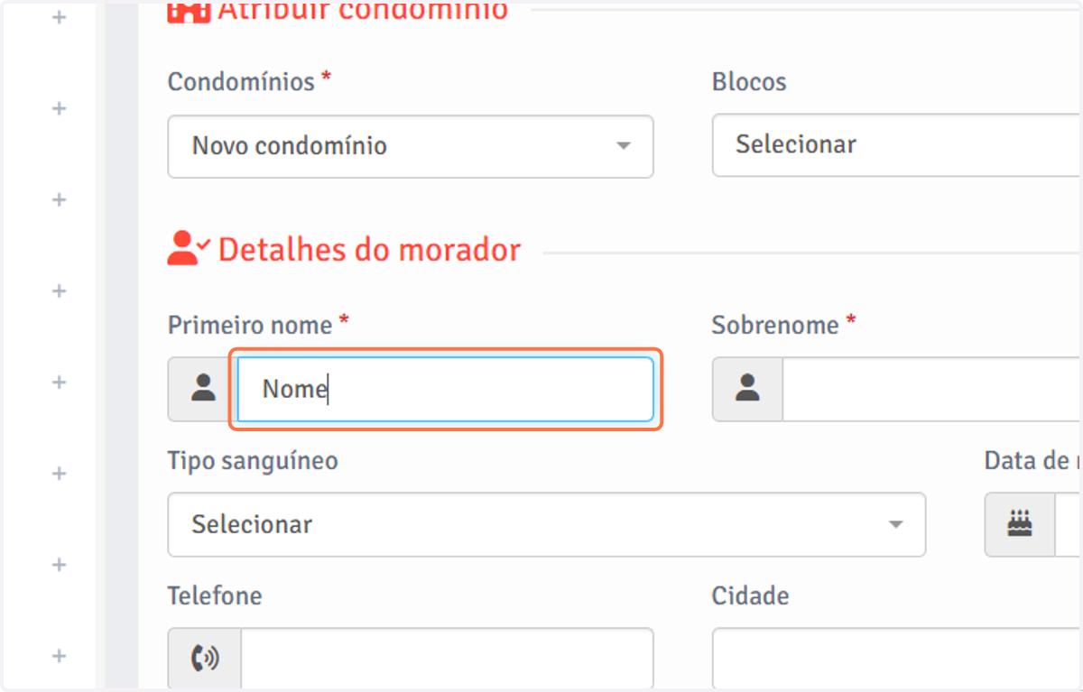 Preencha o campo "Nome".