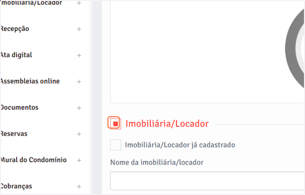 Se o morador cadastrado for um inquilino, marque a caixa "Imobiliária/Locador" no final do formulário.